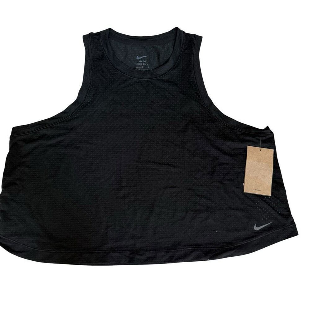 Nike FN4112 Dri-Fit black CROP Breathable Mesh Tank Top women’s size L NWT